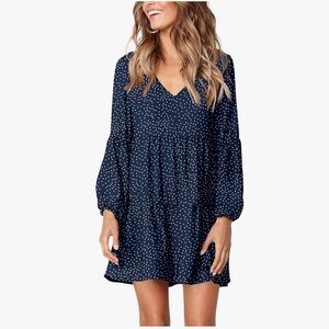 Navy Polka Dot Women's Swing Dress